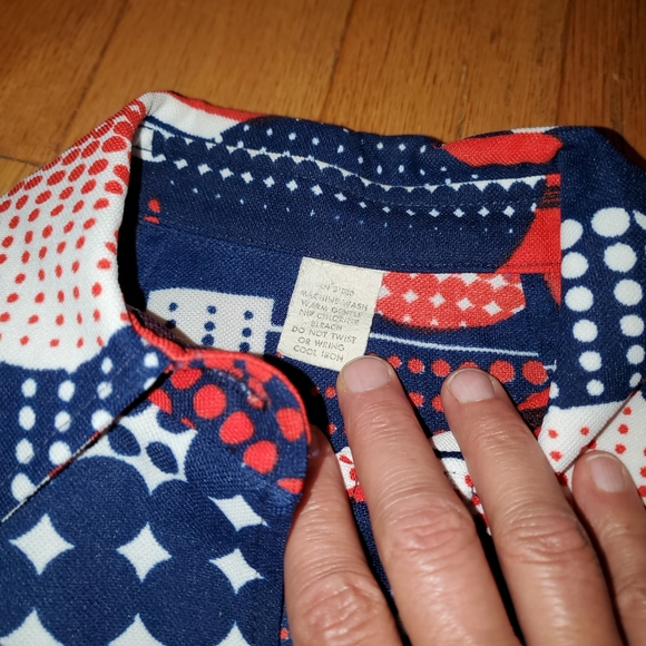 Vintage 70'S Sportables Polyester Blouse twinset 2 pc psychedelic mod patchwork - Picture 12 of 13